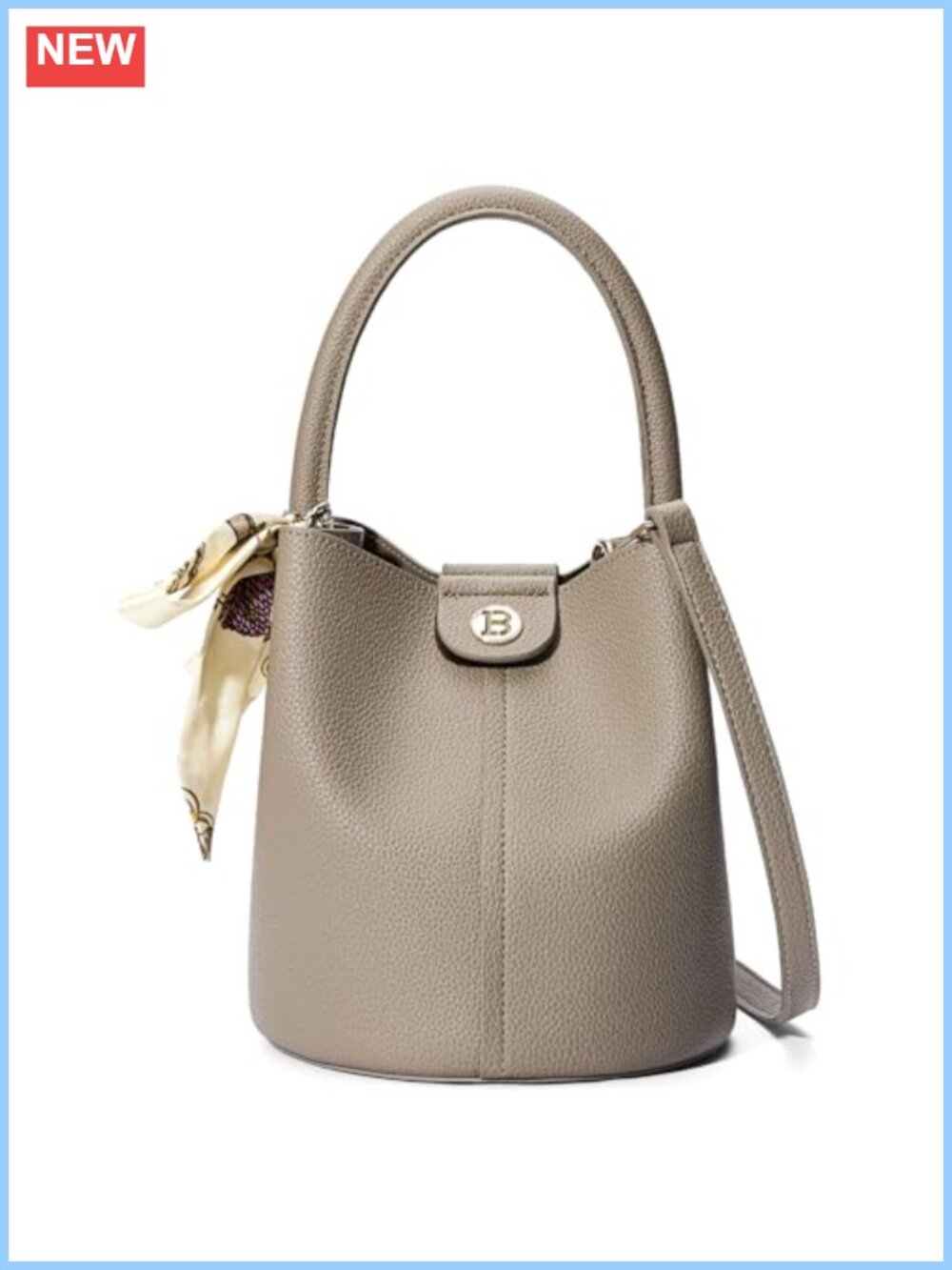 Small Crossbody Bag Vegan Leather Bucket Purse Adjustable Strap
